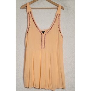 Torrid Womens Halter Top Size 3 Peach Sleeveless Tank Top Embroidered Aztec 1448